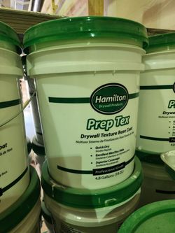 40 unopened 4.8-gallon buckets of Hamilton Prep Tex Professional Grade Drywall Texture Base Coat.