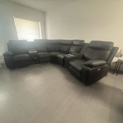 Luxury reclining sectional with bluetooth and LED lights
