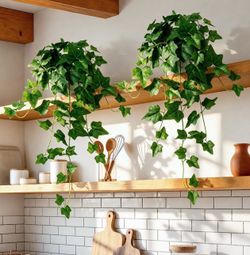 Set of 2 Artificial Golden Pothos Hanging Plants