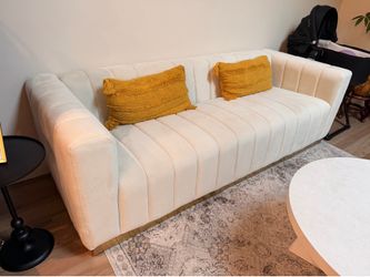 Modern Cream Velvet 86.5” Sofa