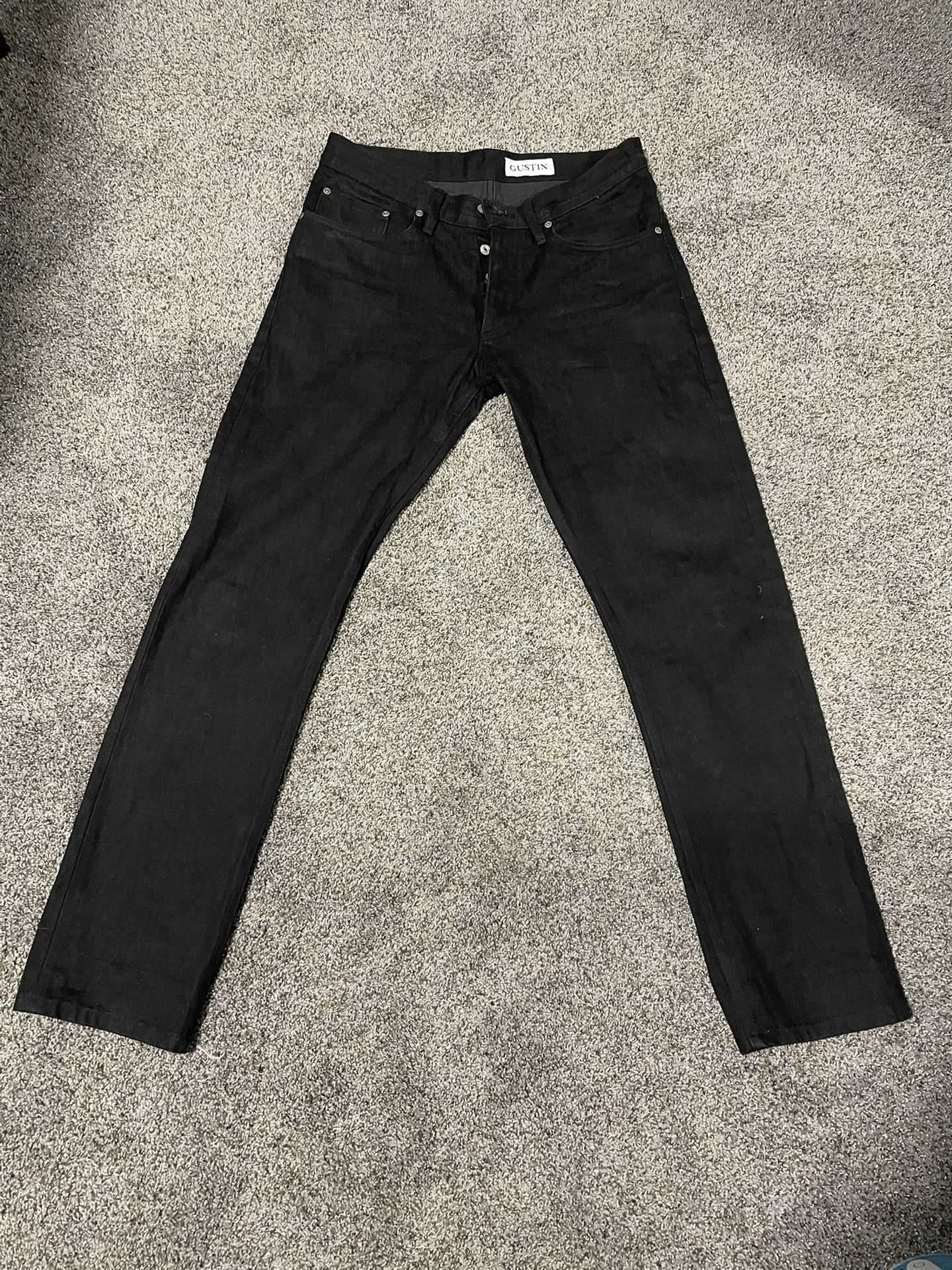 Gustin #151 Heavy BlackXCoal 16oz Japanese Selvedge Denim Jeans Tag Size 32 - “32-30” Slim Fit