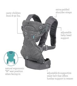 Infantino Flip 4-in-1 Convertible Baby Carrier, Gray