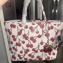 Cherry Tote Bag With Purse Charm