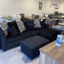 Black Sectional With Ottoman ‼️new In Stock‼️