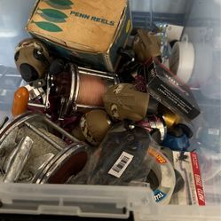 Tote Full Of Various Fishing Reels 