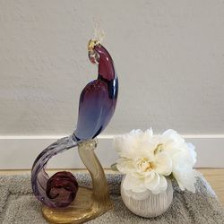 Murano Glass Lavendar Cockatoo Parot Bird