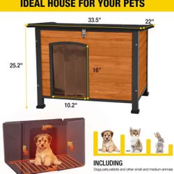 🥨Aivituvin-AIR74IN-HP 33.5"Wx22”Dx 25.2"H Heated Outdoor Dog House| Adjustable Temperature & Timer - Brown - Medium,