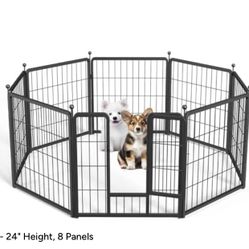 Metal Dog Play Pen 24 Inches Tall. 8 Panel For Medium Small Dogs