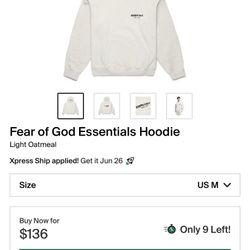 Fear Of God Essentials Hoodie ‘Light Oatmeal’