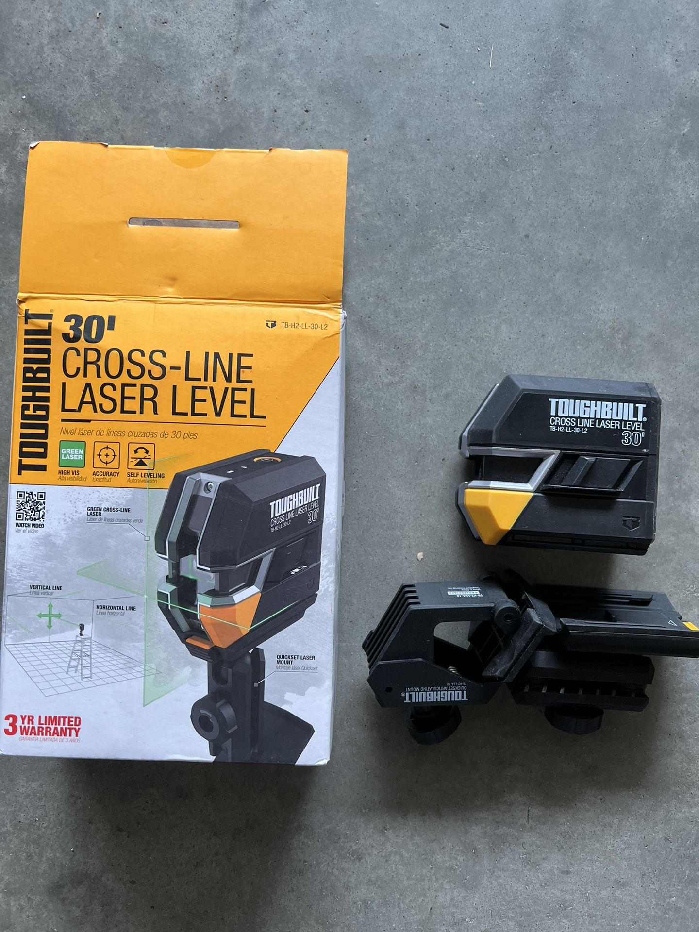 TOUGHBUILT Green 30-ft Self-Leveling Indoor Cross-line Laser Level with Cross-90 Beam