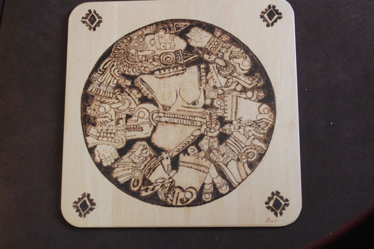 Aztec Goddess Mezica Pyrography