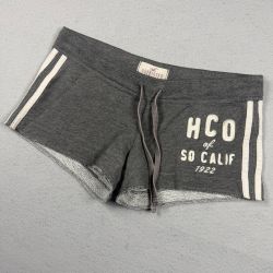 VTG Hollister XSmall Micro Mini Sweat Shorts Y2K Raised Letters Embroidery Gray