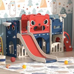 Red/ Blue 9 in 1 kids indoor outdoor climber play set