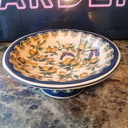 Lemon Trees + Birds Ceramic Pedestal Dish, Tuscany Style Pottery

This Vintage Lemon Trees + Birds Ceramic Pedestal Dish is a charming piece of Tuscan