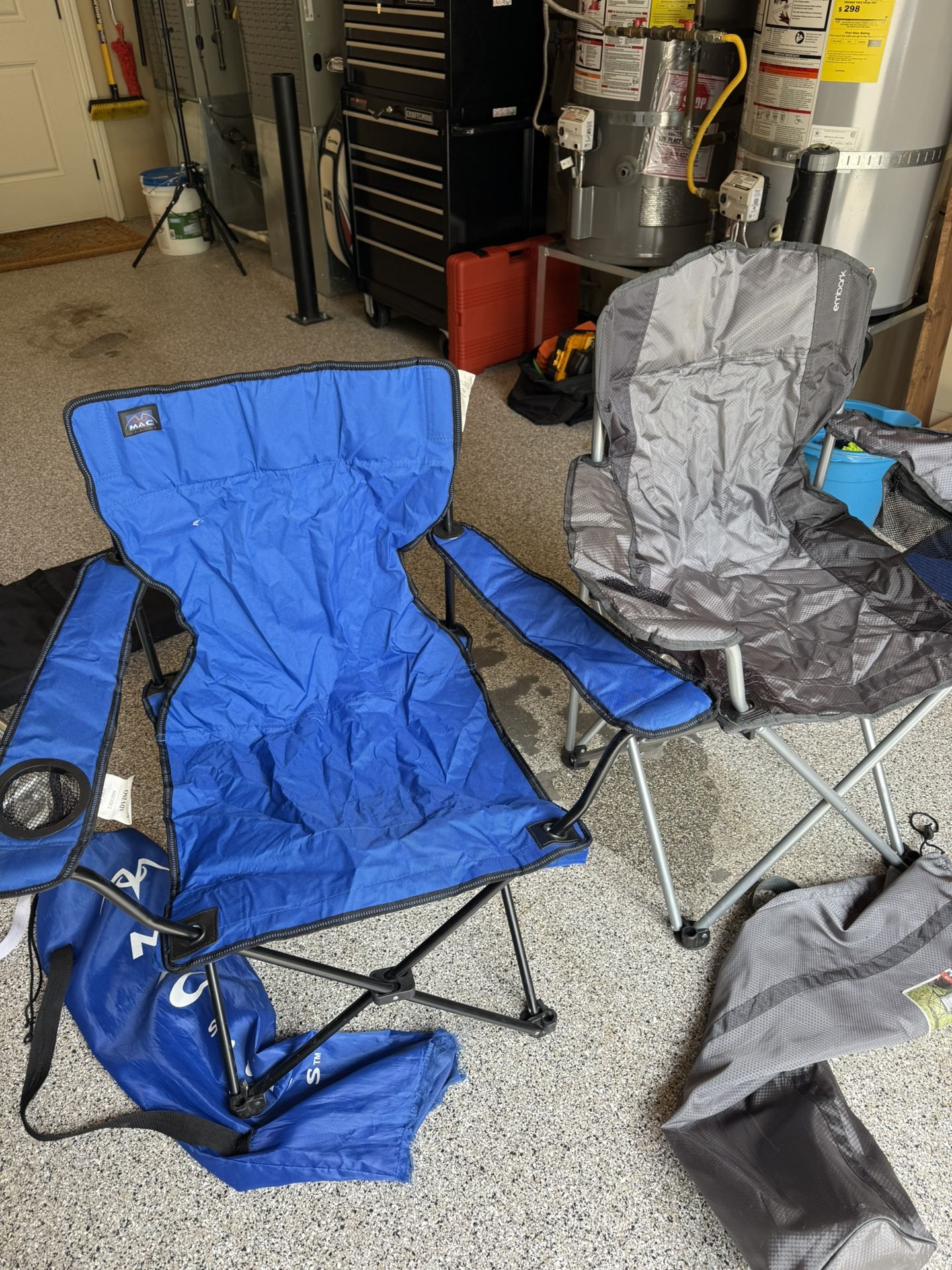 Two Folding Camp Chairs Blue Captain Grey Oversize