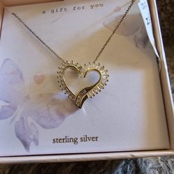 HEART NECKLACE STERLING SILVER/CZ BRAND NEW TAGS ATTACHED 