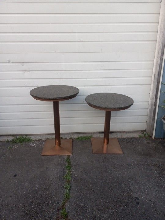 Round Granite Top W/ Copper Base Pedestal Bistro Tables