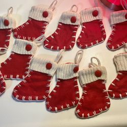 12Pc Christmas Stocking Table Decor Cutlery Holders Christmas Ornaments Avon