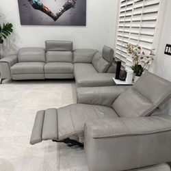 Grey Leather Couches