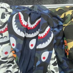 BRAND NEW Dark Blue Camo Bape Double Hoodie