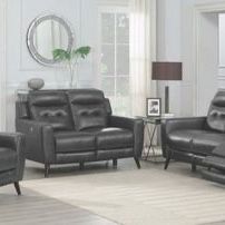 Brand New 2 Piece Ash Leatherette Power Reclining Sofa and Love Seat Set