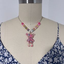 Sprinkles Faux Glass Bear. Necklace Multicolor For Women, Party, Rave, Festival fashion Necklace 