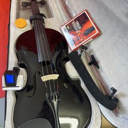 Nice 4/4 Black Violin with New Bow, Digital Tuner, Shoulder Rest, Extra Strings $120 Firm