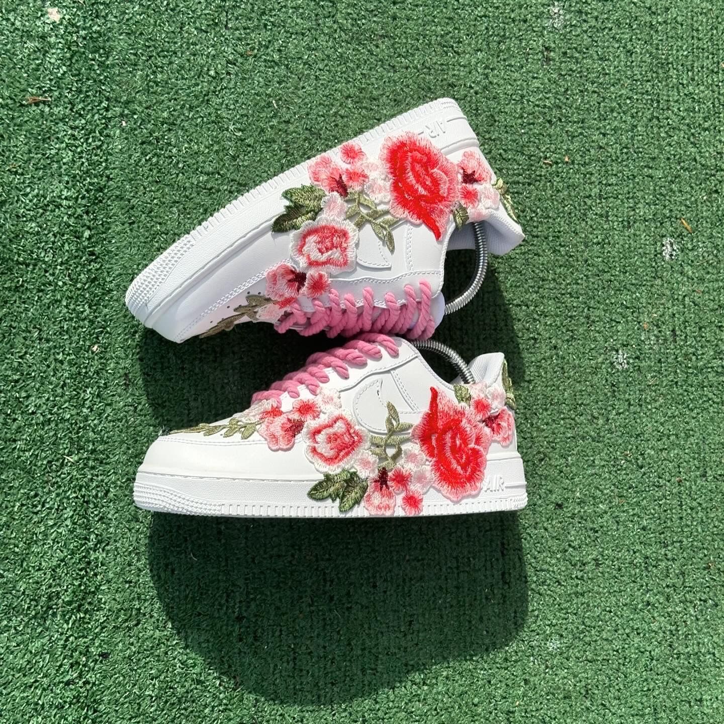 Custom Flowers Nike Air Force 1 White/pink
