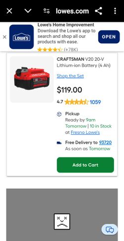 Craftsman V20 4.0 Battery