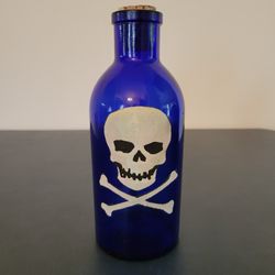 Pirate Prop Bottle - Blue Glass with Cork
