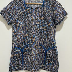 Elan by Barco Blue Scrub Top
