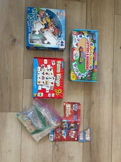 Kids puzzles, games, and placemat bundle