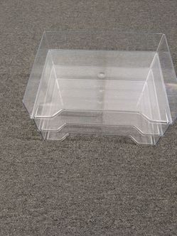 3 Tier Clear Acrylic Desk Organizer Stackable Paper Letter Document Trays Set