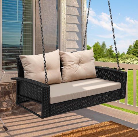 Wicker Hanging Porch Swing Chair 2-Seats (Jh2276D)
