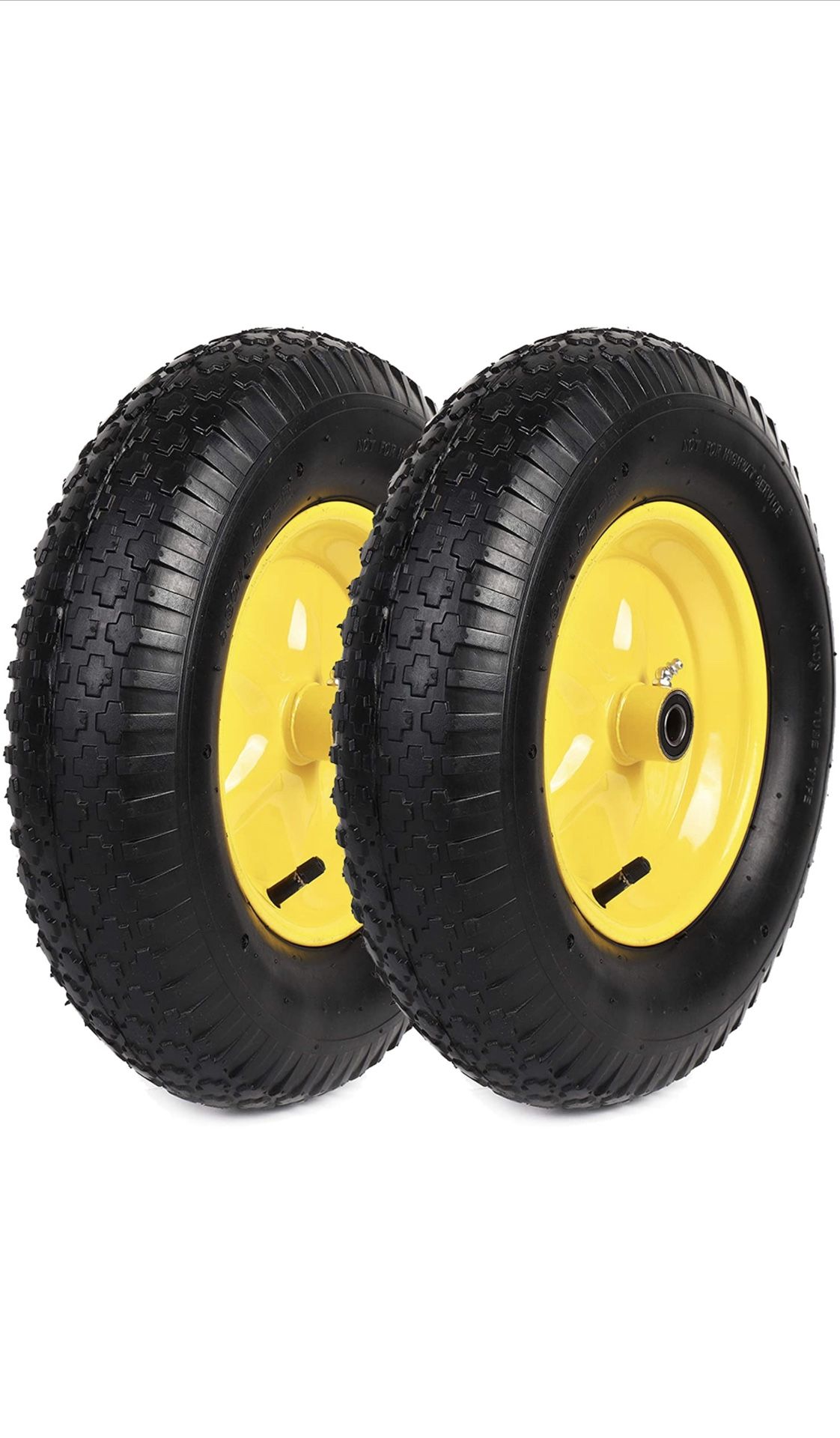 AR-PRO (2-Pack) 4.80/4.00-8" Tire and Wheel Set - Universal Replacement Utility Equipment Tubed Tire and Wheel，3" Hub, and 5/8" Ball Bearings