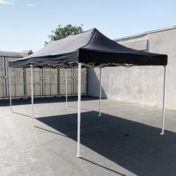 (NEW) $165 Heavy-Duty 10x20 ft Popup Canopy Tent Instant Shade w/ Carry Bag Rope Stake, Black/Red 