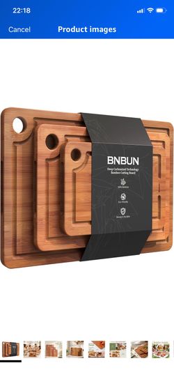 Bamboo Cutting Board for Kitchen, 3-Piece Wooden Cutting Board Set with Deep Juice Grooves, Side Handles, Non-Slip Mats, Reversible Chopping Boards fo