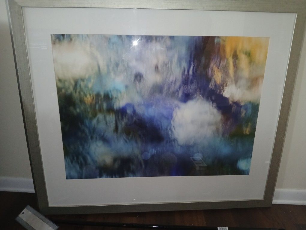 Abstract waterfall wall framed painting
