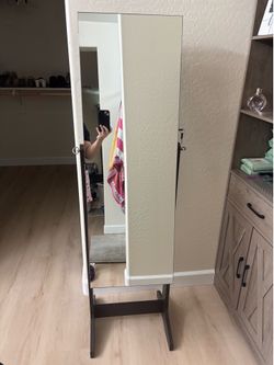 Jewelry armoire with mirror & lock
