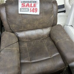 Brown Faux Leather Power Recliner Chair