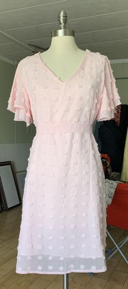 Pink V Neck Dress Shoe Sleeves Sun Dress Size L