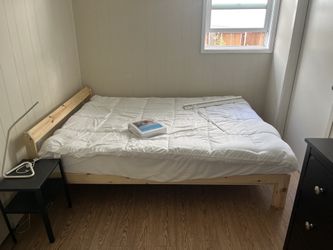 Full Size Bed Frame, Mattress, New Mattress Protector