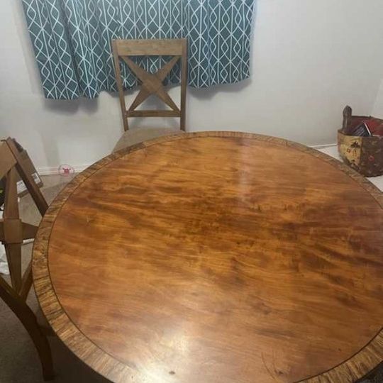 Round Wood Table With 5 Chairs (52 Inch Diameter)