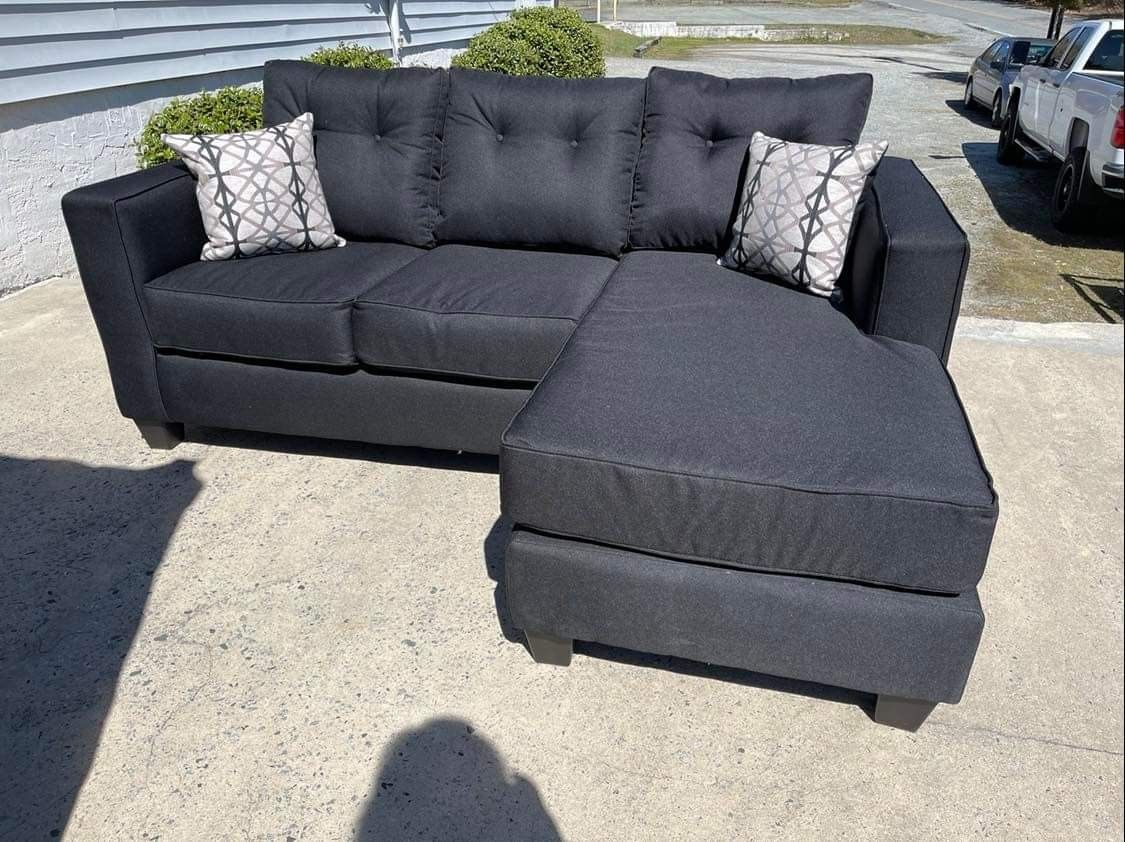 New Black Sofa With Chaise Lounge