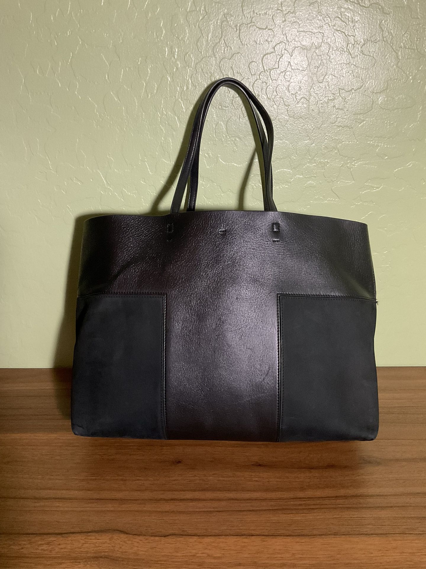Tory Burch Block-T Leather Tote Black Bag