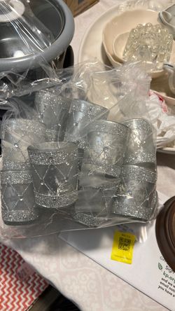 Silver Glitter Votive Candle Holders Set