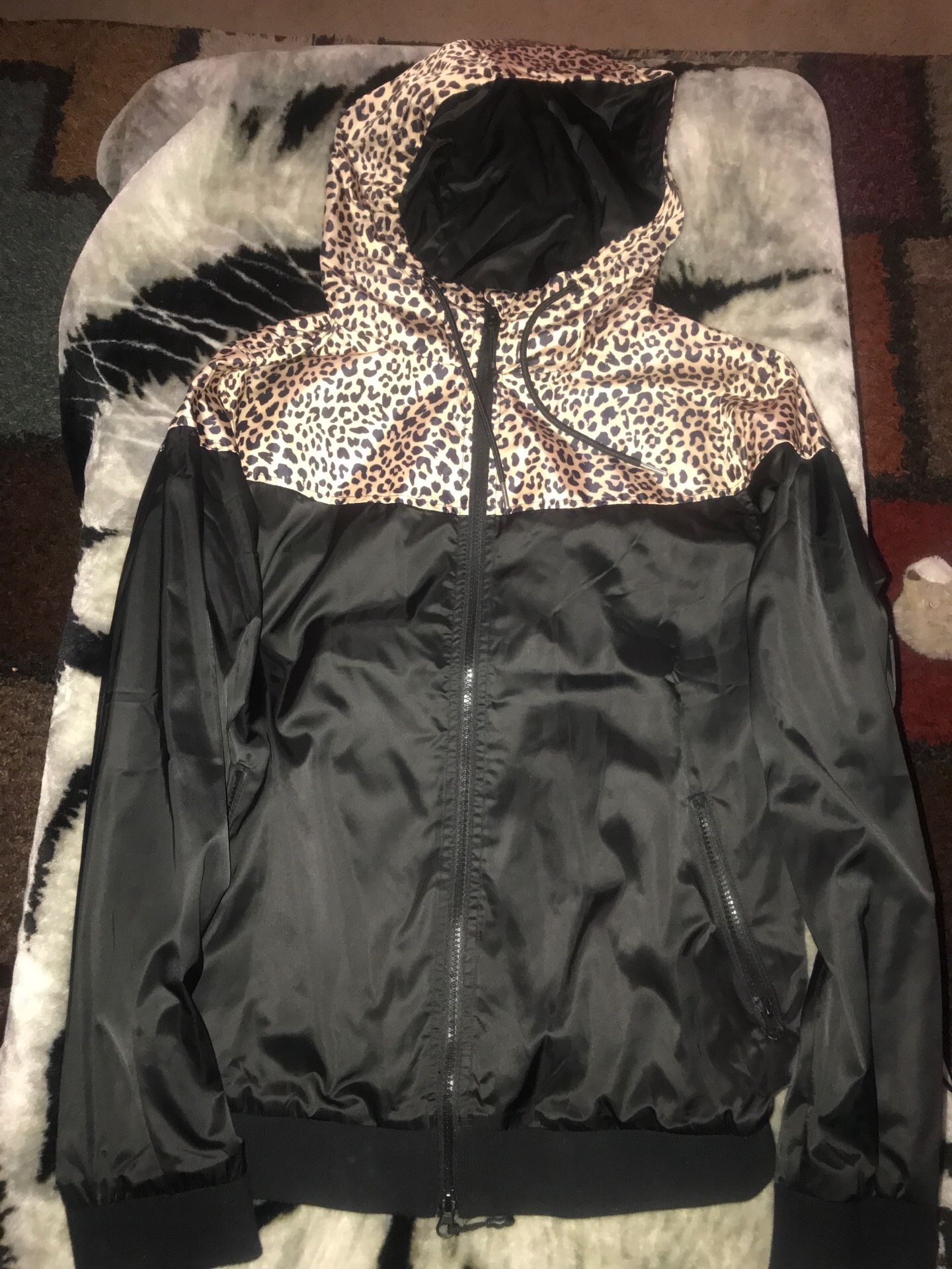 Cheetah print hoodie spring jacket