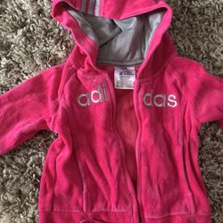 Pink Adidas Track Suit Baby Girl velour Sweater And Pants 9 Months Adidas 