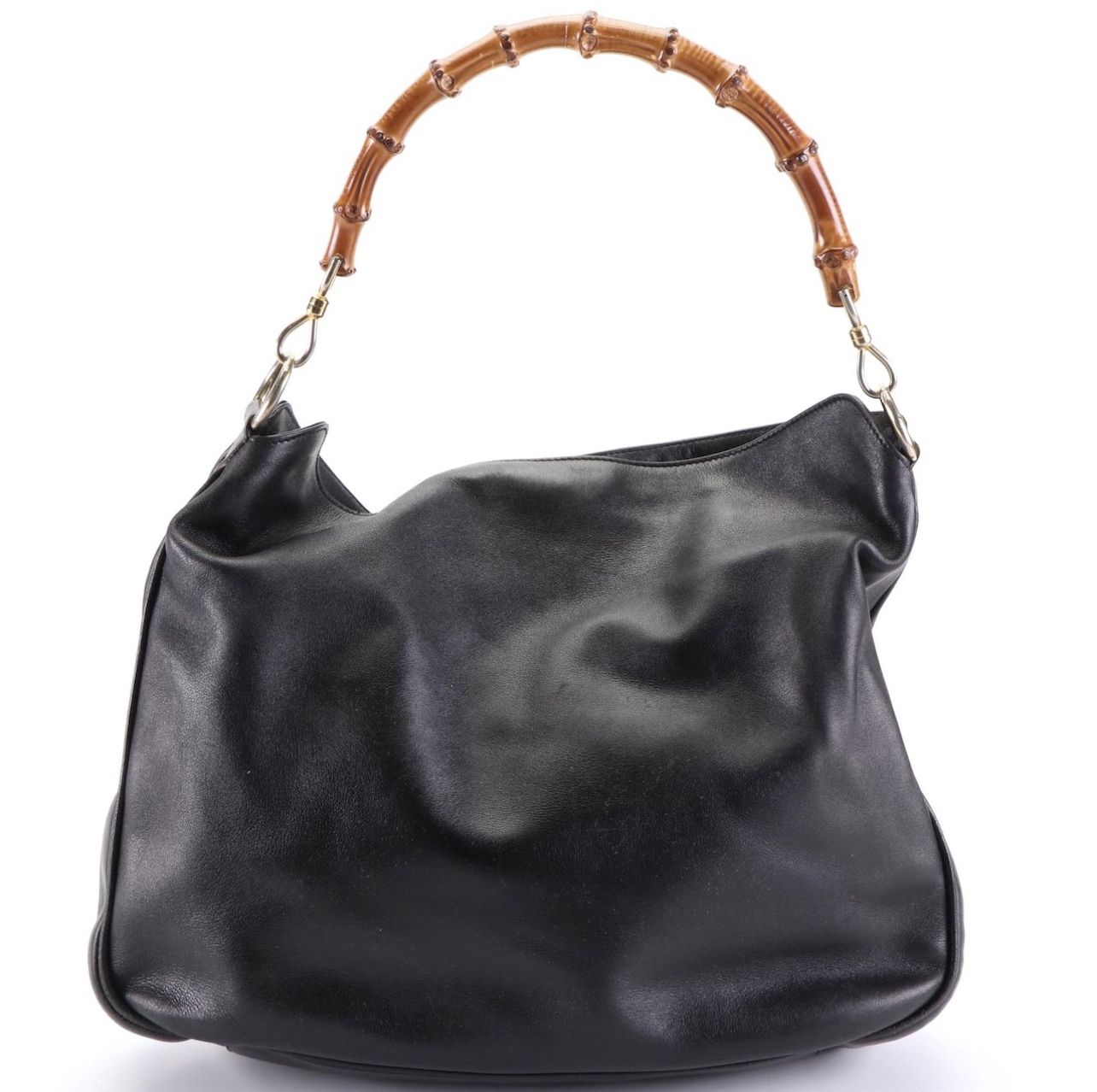 Gucci Bamboo Two-Way Shoulder Bag in Black Leather