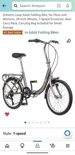 schwinn loop adult folding bicycle Bike, 20 Inch Bike for Adults and Kids, 7 Speed, Lightweight Aluminum Folding Frame, Integrated Rear Carrier, Front and Rear Linear Pull Brakes, Foldable Bikes for Adults Enjoy a bike that makes urban cycling easy with the Loop by Schwinn Schwinn Loop Folding Folding Bike